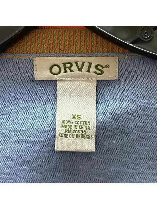 Orvis Women’s XS Blue Green Crochet Button Front Cardigan Knit Sweater Coastal - Picture 5 of 5